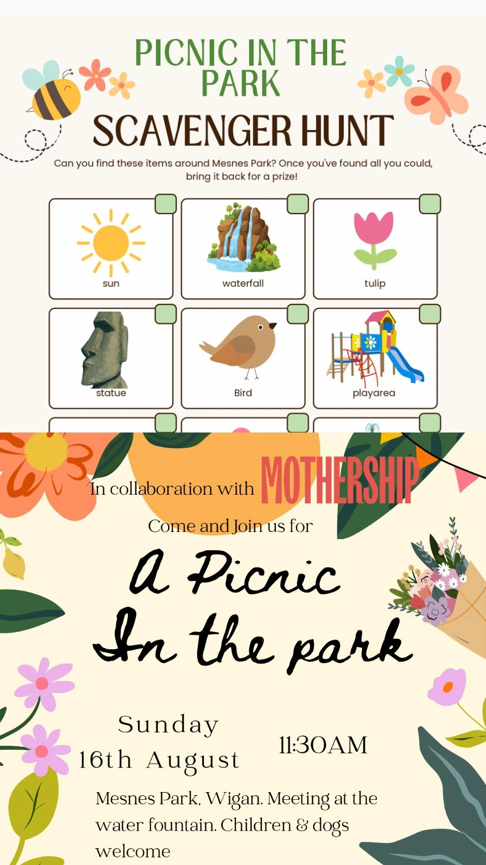 Join us on Sunday for our Picnic in the Park!